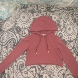 Pink Adam Levine crop top draw string hoodie.